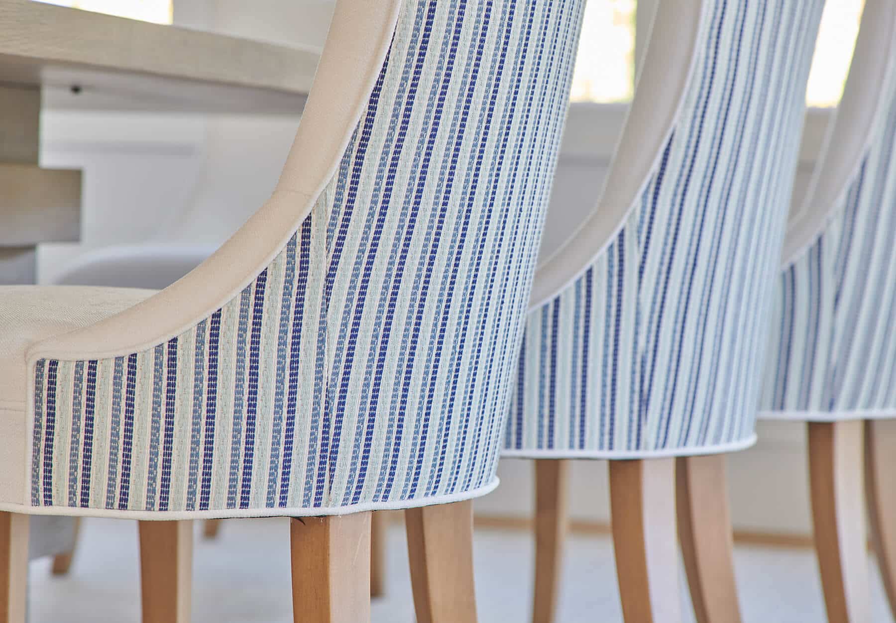 Nantucket, dining room chairs fabric detail