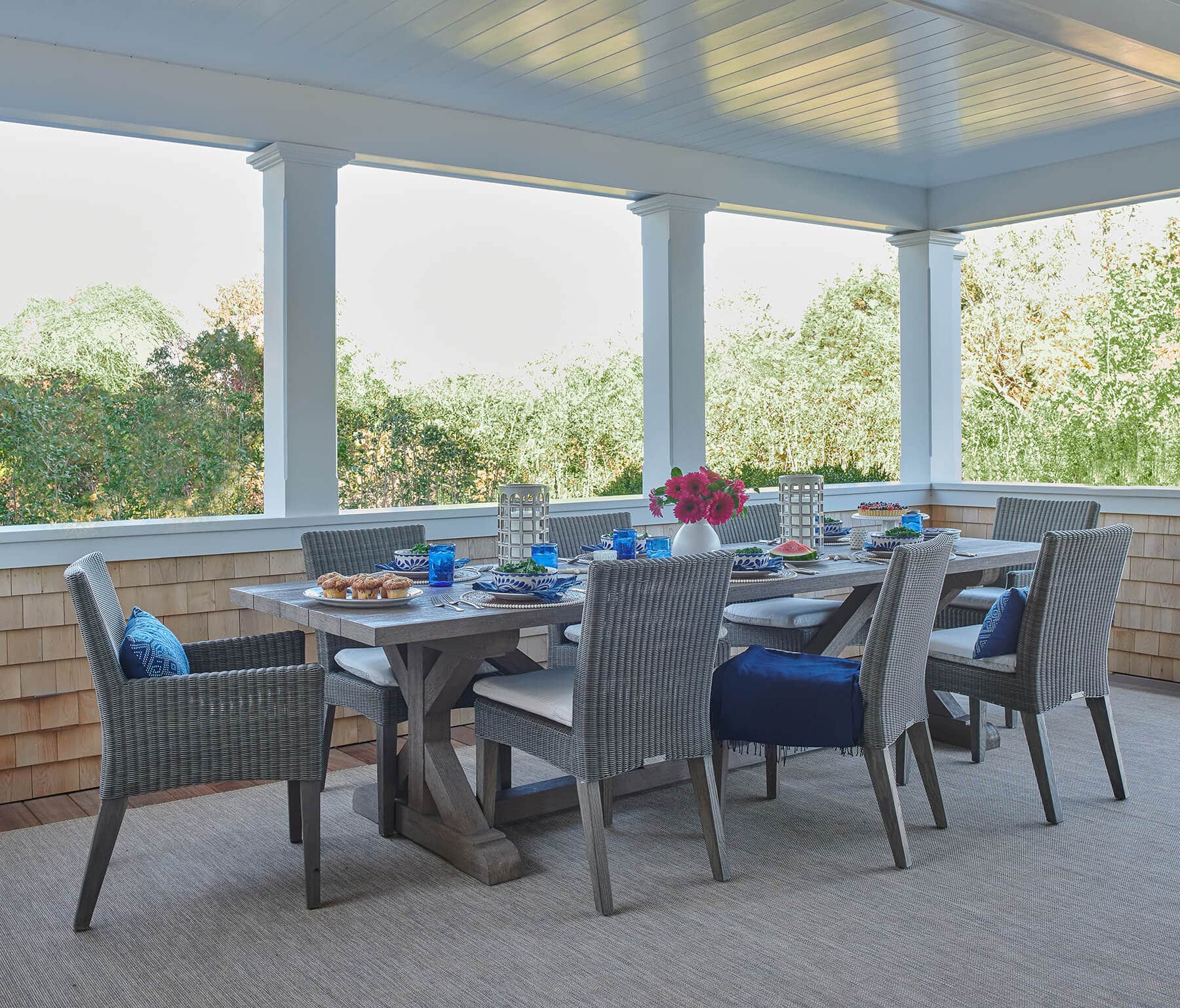 Nantucket, outdoor covered patio dining area